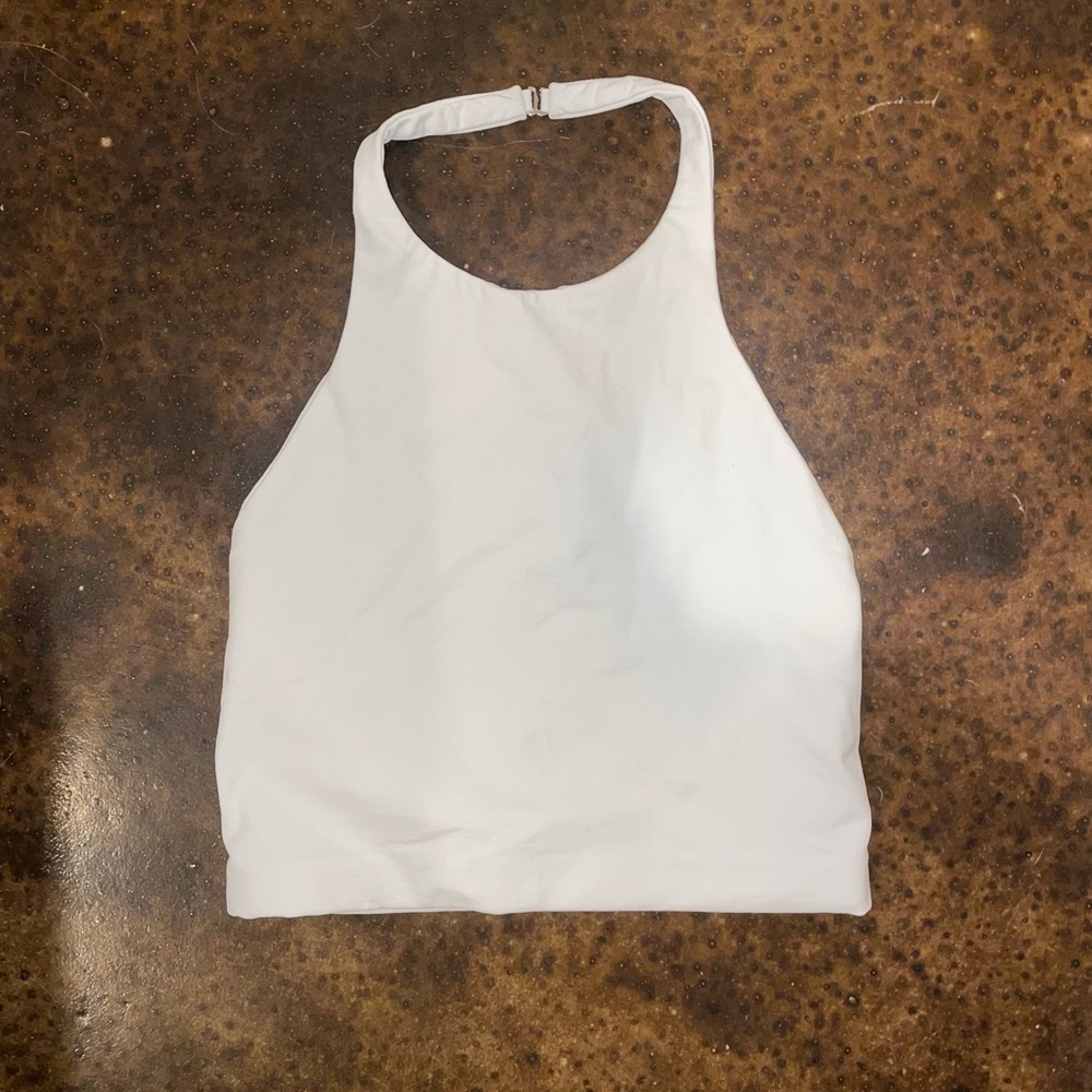 Theory - White Halter Crop Top